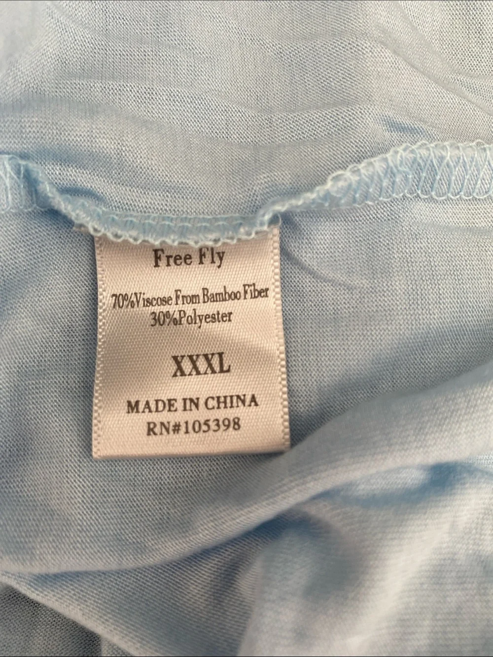 Free Fly Bamboo Shade Crew L/S T-Shirt Pale Blue size 3XL